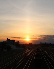 Fototapeta na wymiar Sunset. Industrial landscape