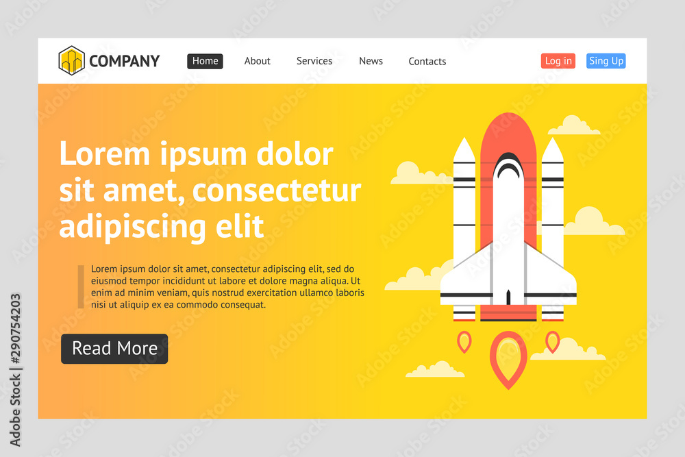 Poster website template design. concept of web page design for website, mobile website and apps.