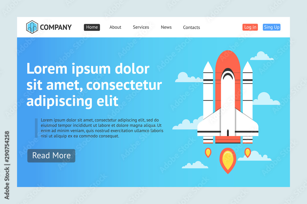 Poster website template design. concept of web page design for website, mobile website and apps.