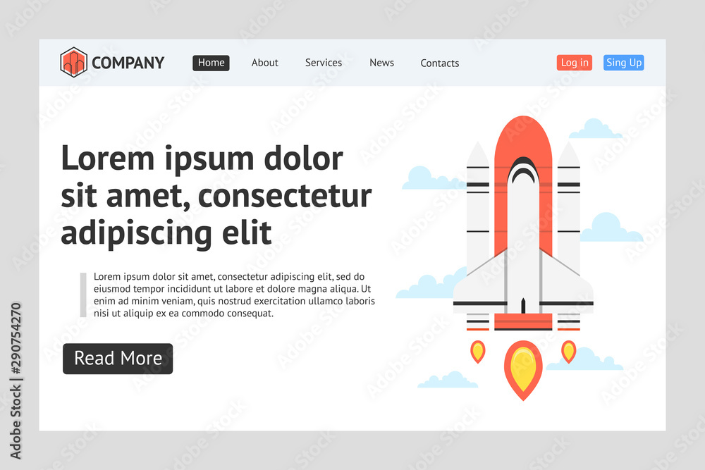 Poster website template design. concept of web page design for website, mobile website and apps.