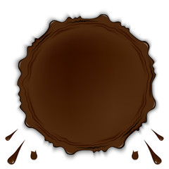 Chocolate or coffee cream stain drop. Toffee, caramelization sugar. 3d realistic dripping set.