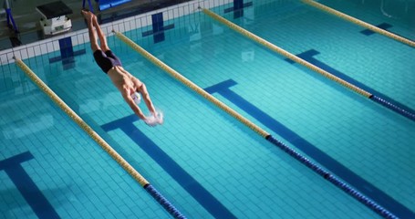 Swimmer training in a swimming pool