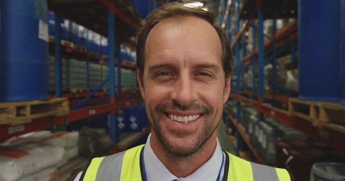 Portrait of male manager in a warehouse