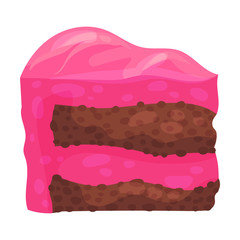 Piece of chocolate cake. Vector illustration on a white background.