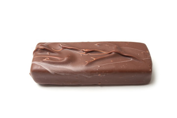  Closeup of chocolate bar on white background
