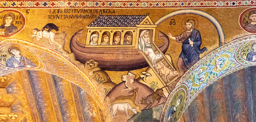 Noah's Ark in ancient mosaics of Palatine chapel, Palermo