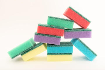 sponges for dishwashing isolated on white background