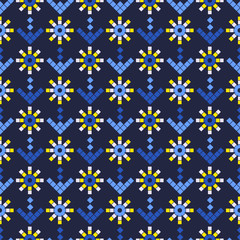 Snowflakes. Seamless knitted pattern. A warm sweater. Knitted mosaic. Can be used for wallpaper, textile, invitation card, wrapping, web page background.
