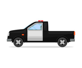 Fototapeta premium Open police pickup truck. Side view. Vector illustration on a white background.
