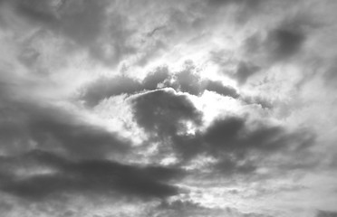 Eye shaped clouds, black and white