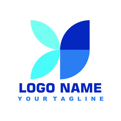 minimalist blue logo vector design