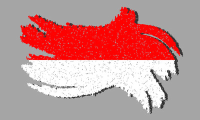 Indonesia grunge flag, Indonesia flag shadow on isolated background, vector illustration