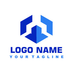 minimalist blue logo vector design