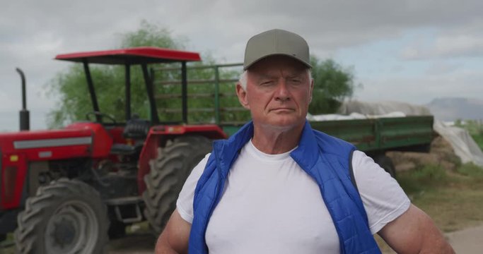 Mature man working on farm