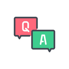 Question and answer color line icon. FAQ vector outline colorful sign.
