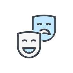 Theatre masks color line icon. Entertainment vector outline colorful sign.