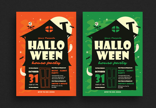 Halloween House Party Flyer Layout