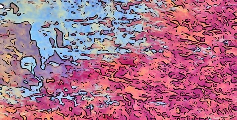 Abstraction painted in oil. Colorful texture background. Multicolored wallpaper graphic design. Pattern for creating artworks and prints. Crazy bright colors style. Cartoon draw.