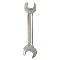 Silver two way metal wrench isolated on white background. 3D rendering of excellent quality in high resolution