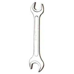 Silver two way metal wrench isolated on white background. 3D rendering of excellent quality in high resolution