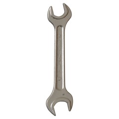 Silver two way metal wrench isolated on white background. 3D rendering of excellent quality in high resolution