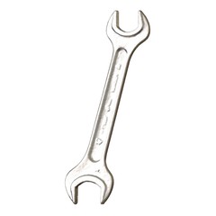 Silver two way metal wrench isolated on white background. 3D rendering of excellent quality in high resolution