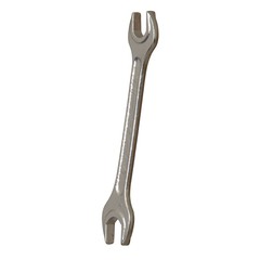 Silver two way metal wrench isolated on white background. 3D rendering of excellent quality in high resolution