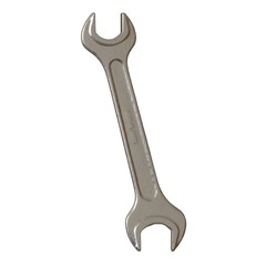 Silver two way metal wrench isolated on white background. 3D rendering of excellent quality in high resolution