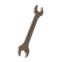 Silver two way metal wrench isolated on white background. 3D rendering of excellent quality in high resolution