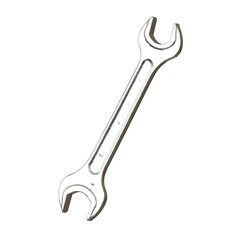 Silver two way metal wrench isolated on white background. 3D rendering of excellent quality in high resolution