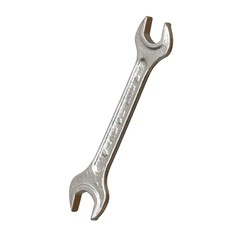 Silver two way metal wrench isolated on white background. 3D rendering of excellent quality in high resolution