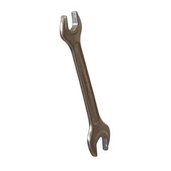 Silver two way metal wrench isolated on white background. 3D rendering of excellent quality in high resolution