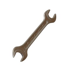 Silver two way metal wrench isolated on white background. 3D rendering of excellent quality in high resolution