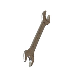 Silver two way metal wrench isolated on white background. 3D rendering of excellent quality in high resolution