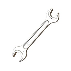 Silver two way metal wrench isolated on white background. 3D rendering of excellent quality in high resolution