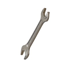 Silver two way metal wrench isolated on white background. 3D rendering of excellent quality in high resolution