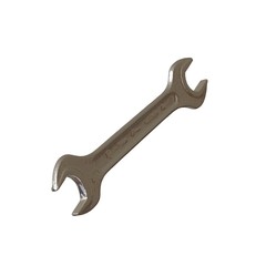 Silver two way metal wrench isolated on white background. 3D rendering of excellent quality in high resolution