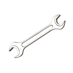 Silver two way metal wrench isolated on white background. 3D rendering of excellent quality in high resolution