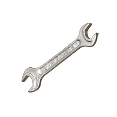 Silver two way metal wrench isolated on white background. 3D rendering of excellent quality in high resolution