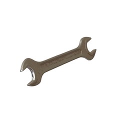 Silver two way metal wrench isolated on white background. 3D rendering of excellent quality in high resolution