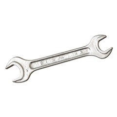 Silver two way metal wrench isolated on white background. 3D rendering of excellent quality in high resolution