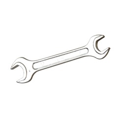 Silver two way metal wrench isolated on white background. 3D rendering of excellent quality in high resolution