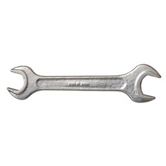 Silver two way metal wrench isolated on white background. 3D rendering of excellent quality in high resolution