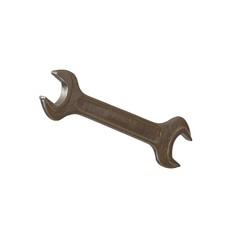 Silver two way metal wrench isolated on white background. 3D rendering of excellent quality in high resolution