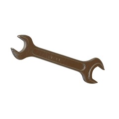 Silver two way metal wrench isolated on white background. 3D rendering of excellent quality in high resolution