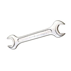 Silver two way metal wrench isolated on white background. 3D rendering of excellent quality in high resolution