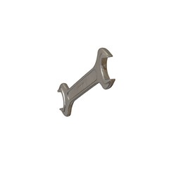 Silver two way metal wrench isolated on white background. 3D rendering of excellent quality in high resolution