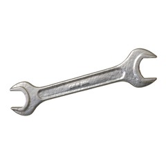 Silver two way metal wrench isolated on white background. 3D rendering of excellent quality in high resolution