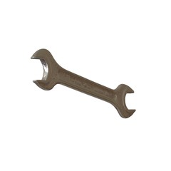 Silver two way metal wrench isolated on white background. 3D rendering of excellent quality in high resolution