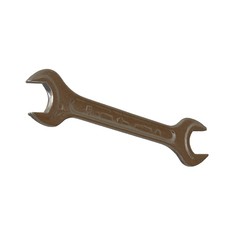 Silver two way metal wrench isolated on white background. 3D rendering of excellent quality in high resolution